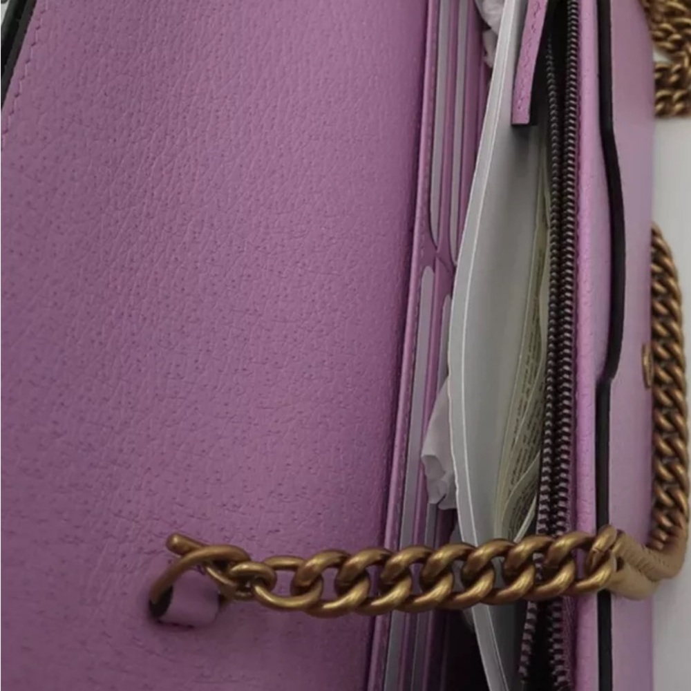 GG Marmont Jewel Bag in Pink Leather With Brushed Gold Chain NIB - Picture 7 of 9
